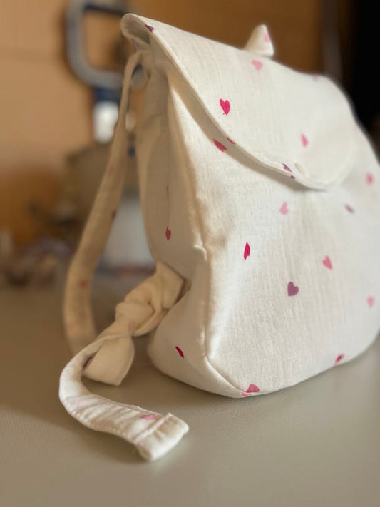 Sac en gaze de coton - spécial maternelle coeur