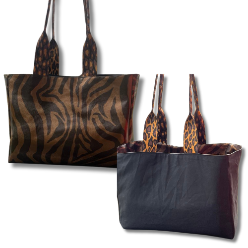 Sac à main - noir/léopard réversible