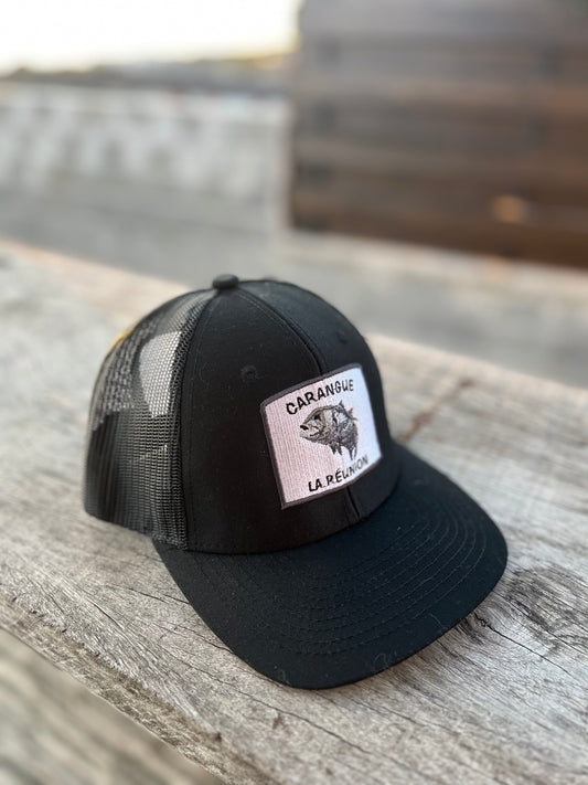 Casquette noire trucker brodée - Carangue La Réunion